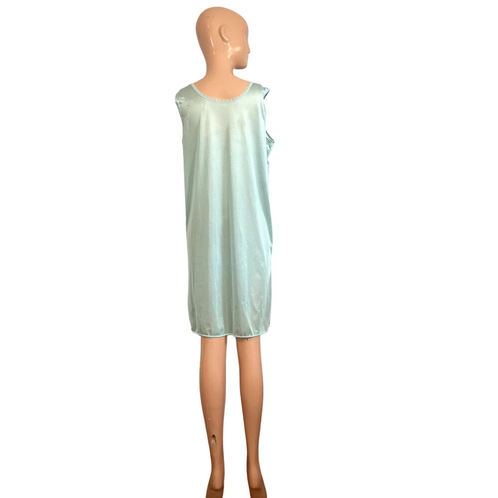 VTG 60s Handmade Blue Nylon Lace Trim Pleated Nightgown M Coquette Cottagecore - Picture 5 of 17